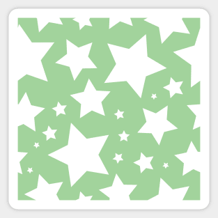 White star print on light green Sticker